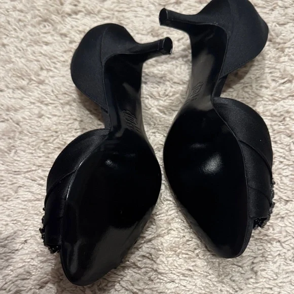 Nina Black Heels with Rhinestone Accents - Picture 2 of 4